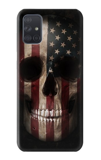 S3850 アメリカの国旗の頭蓋骨 American Flag Skull Samsung Galaxy A71 バックケース、フリップケース・カバー