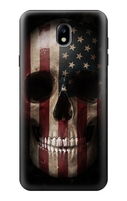 S3850 アメリカの国旗の頭蓋骨 American Flag Skull Samsung Galaxy J7 (2018), J7 Aero, J7 Top, J7 Aura, J7 Crown, J7 Refine, J7 Eon, J7 V 2nd Gen, J7 Star バックケース、フリップケース・カバー