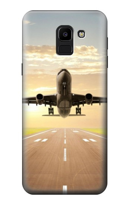 S3837 飛行機離陸日の出 Airplane Take off Sunrise Samsung Galaxy J6 (2018) バックケース、フリップケース・カバー