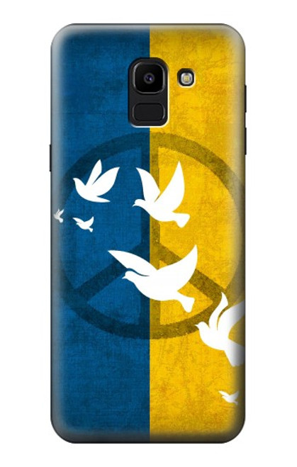 S3857 平和鳩 ウクライナの旗 Peace Dove Ukraine Flag Samsung Galaxy J6 (2018) バックケース、フリップケース・カバー