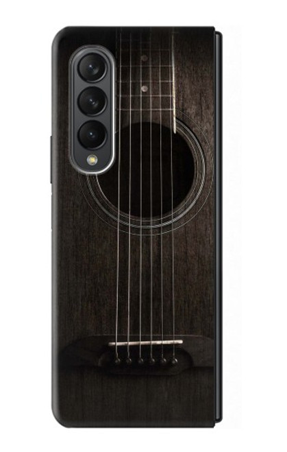 S3834 ブラックギター Old Woods Black Guitar Samsung Galaxy Z Fold 3 5G バックケース、フリップケース・カバー