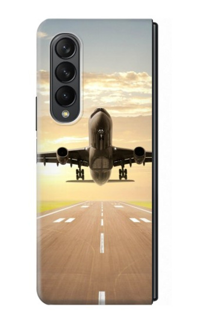 S3837 飛行機離陸日の出 Airplane Take off Sunrise Samsung Galaxy Z Fold 3 5G バックケース、フリップケース・カバー