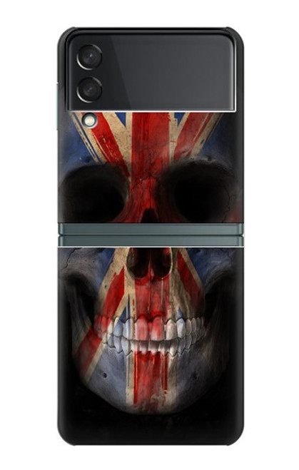 S3848 イギリスの旗の頭蓋骨 United Kingdom Flag Skull Samsung Galaxy Z Flip 3 5G バックケース、フリップケース・カバー