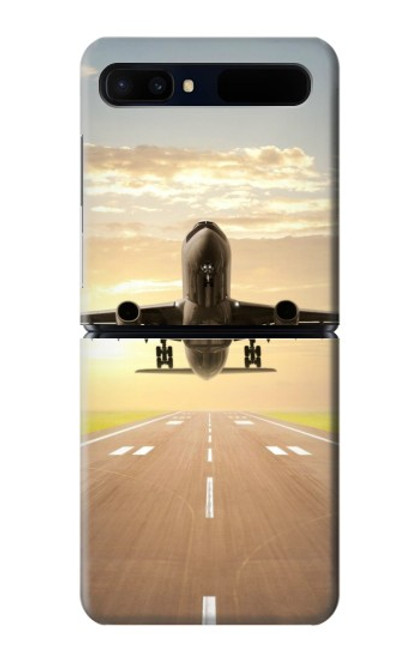 S3837 飛行機離陸日の出 Airplane Take off Sunrise Samsung Galaxy Z Flip 5G バックケース、フリップケース・カバー