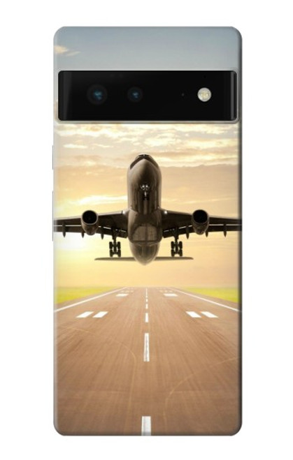 S3837 飛行機離陸日の出 Airplane Take off Sunrise Google Pixel 6 バックケース、フリップケース・カバー