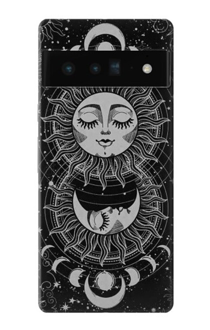 S3854 神秘的な太陽の顔三日月 Mystical Sun Face Crescent Moon Google Pixel 6 Pro バックケース、フリップケース・カバー