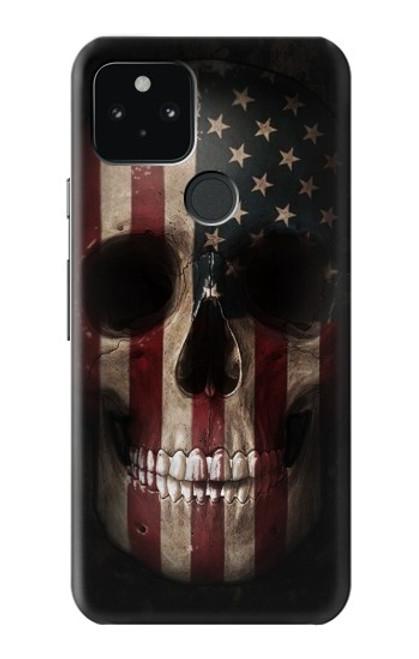 S3850 アメリカの国旗の頭蓋骨 American Flag Skull Google Pixel 5 バックケース、フリップケース・カバー