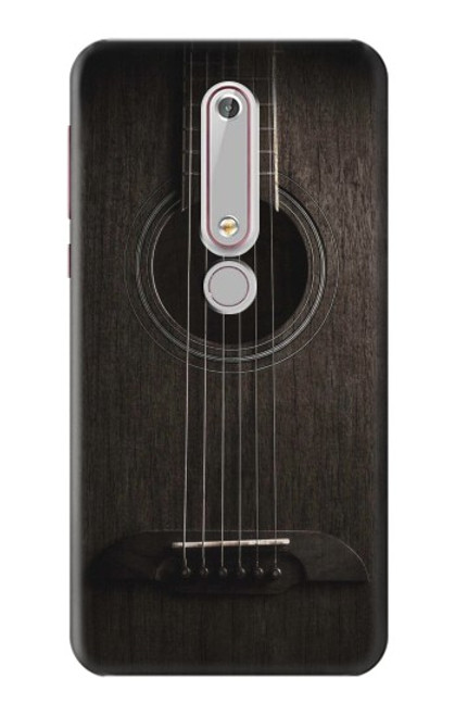 S3834 ブラックギター Old Woods Black Guitar Nokia 6.1, Nokia 6 2018 バックケース、フリップケース・カバー