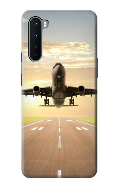 S3837 飛行機離陸日の出 Airplane Take off Sunrise OnePlus Nord バックケース、フリップケース・カバー