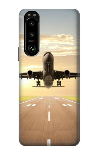 S3837 飛行機離陸日の出 Airplane Take off Sunrise Sony Xperia 5 III バックケース、フリップケース・カバー