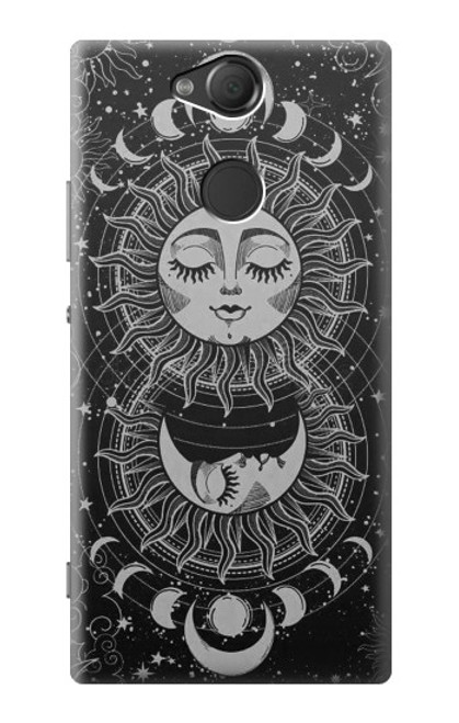 S3854 神秘的な太陽の顔三日月 Mystical Sun Face Crescent Moon Sony Xperia XA2 バックケース、フリップケース・カバー
