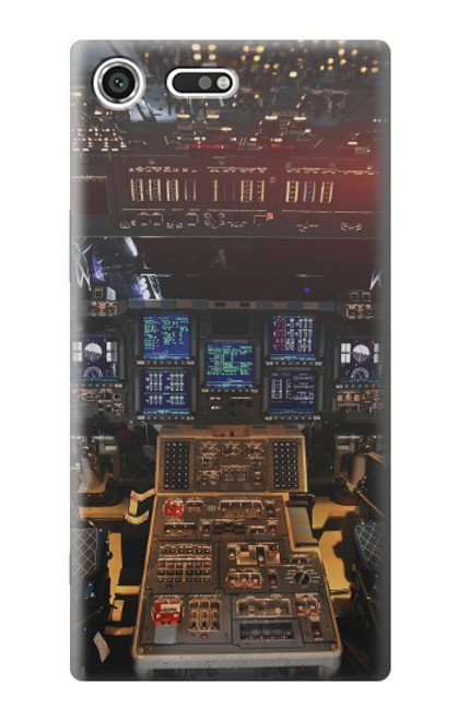 S3836 飛行機のコックピット Airplane Cockpit Sony Xperia XZ Premium バックケース、フリップケース・カバー