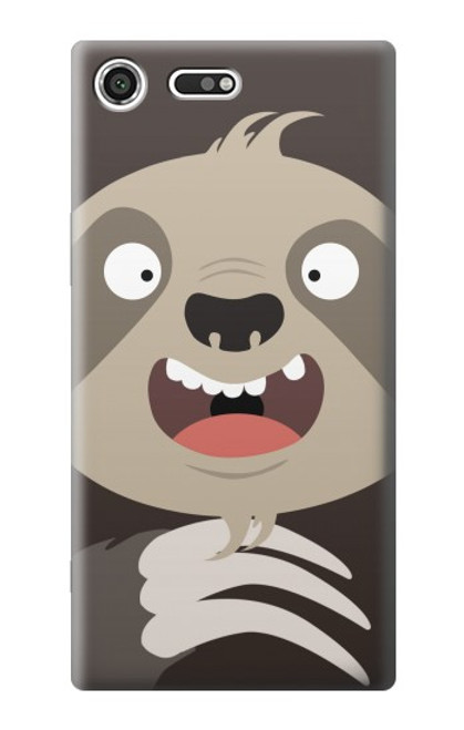 S3855 ナマケモノの顔の漫画 Sloth Face Cartoon Sony Xperia XZ Premium バックケース、フリップケース・カバー