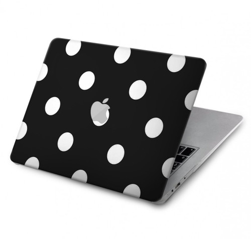 S2299 黒い水玉 Black Polka Dots MacBook Pro 16 M1,M2 (2021,2023) - A2485, A2780 ケース・カバー