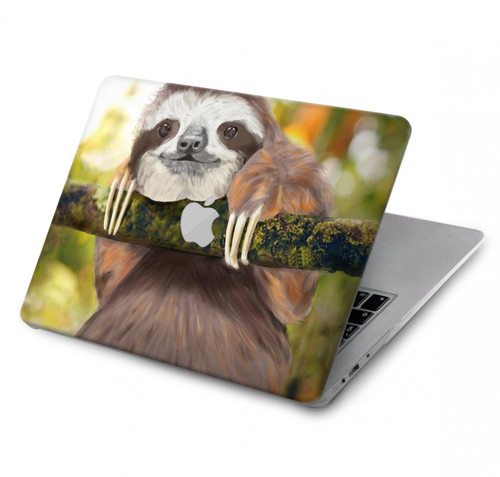S3138 かわいいナマケモノ  Cute Baby Sloth Paint MacBook Pro 16 M1,M2 (2021,2023) - A2485, A2780 ケース・カバー
