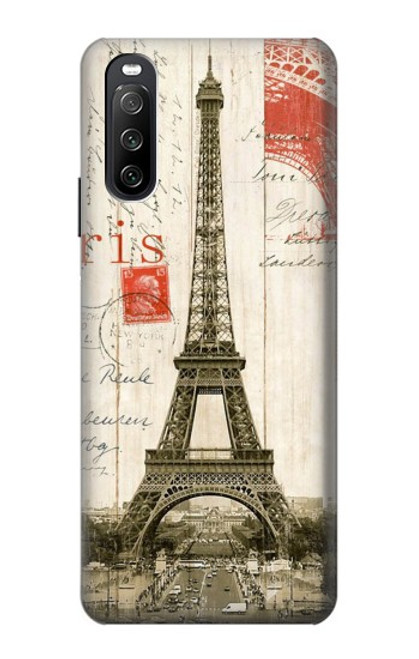 S2108 エッフェル塔パリポストカード Eiffel Tower Paris Postcard Sony Xperia 10 III Lite バックケース、フリップケース・カバー