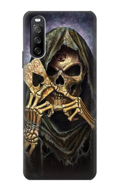 S3594 死神ポーカー Grim Reaper Wins Poker Sony Xperia 10 III Lite バックケース、フリップケース・カバー