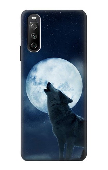 S3693 グリムホワイトウルフ満月 Grim White Wolf Full Moon Sony Xperia 10 III Lite バックケース、フリップケース・カバー
