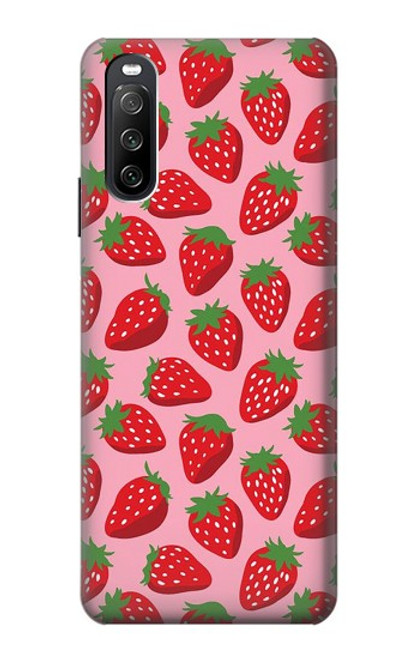 S3719 いちご柄 Strawberry Pattern Sony Xperia 10 III Lite バックケース、フリップケース・カバー