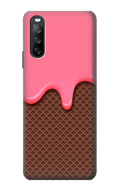 S3754 ストロベリーアイスクリームコーン Strawberry Ice Cream Cone Sony Xperia 10 III Lite バックケース、フリップケース・カバー