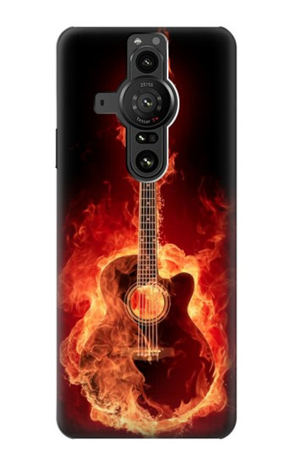 S0415 火ギター Fire Guitar Burn Sony Xperia Pro-I バックケース、フリップケース・カバー
