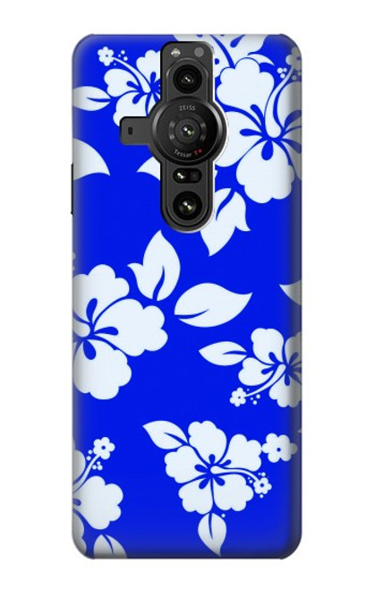 S2244 ハワイのハイビスカス青柄 Hawaiian Hibiscus Blue Pattern Sony Xperia Pro-I バックケース、フリップケース・カバー