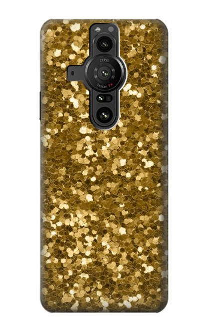 S3388 ゴールドラメグラフィックプリント Gold Glitter Graphic Print Sony Xperia Pro-I バックケース、フリップケース・カバー