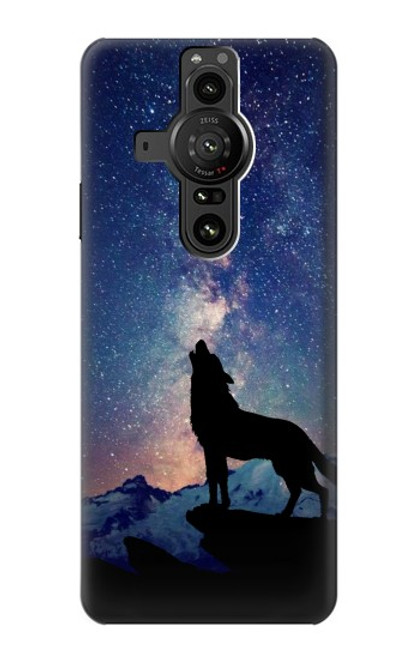 S3555 狼 Wolf Howling Million Star Sony Xperia Pro-I バックケース、フリップケース・カバー