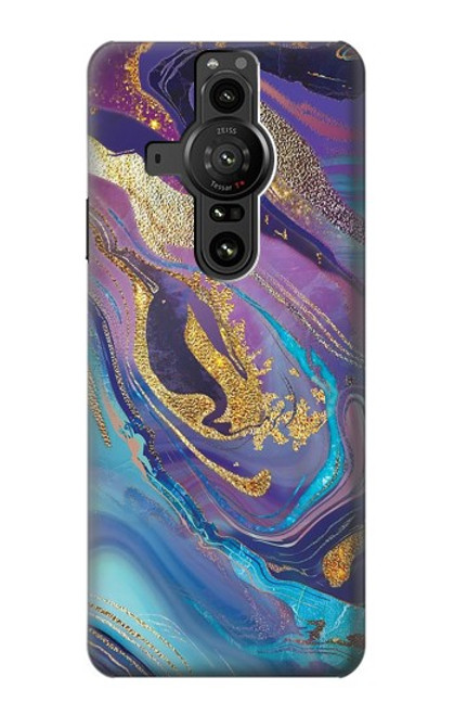 S3676 カラフルな抽象的な大理石の石 Colorful Abstract Marble Stone Sony Xperia Pro-I バックケース、フリップケース・カバー