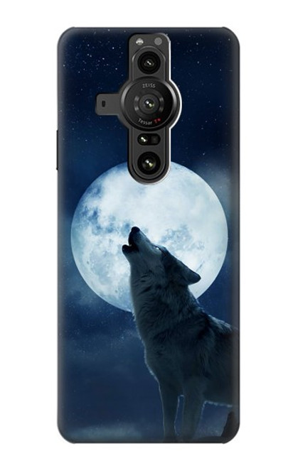 S3693 グリムホワイトウルフ満月 Grim White Wolf Full Moon Sony Xperia Pro-I バックケース、フリップケース・カバー