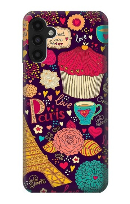 S2353 パリ漫画ヴィンテージのパターン Paris Cartoon Vintage Pattern Samsung Galaxy A13 4G バックケース、フリップケース・カバー