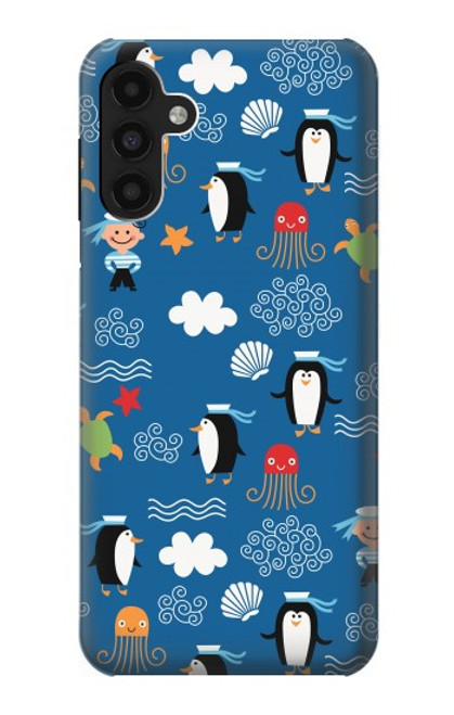 S2572 マリンペンギン柄 Marine Penguin Pattern Samsung Galaxy A13 4G バックケース、フリップケース・カバー