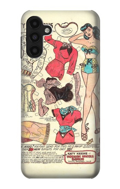 S3820 ヴィンテージ騎乗位ファッション紙人形 Vintage Cowgirl Fashion Paper Doll Samsung Galaxy A13 4G バックケース、フリップケース・カバー