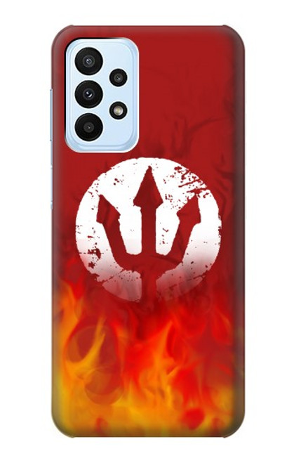 S2803 火災レッドデビル槍シンボル Fire Red Devil Spear Symbol Samsung Galaxy A23 バックケース、フリップケース・カバー