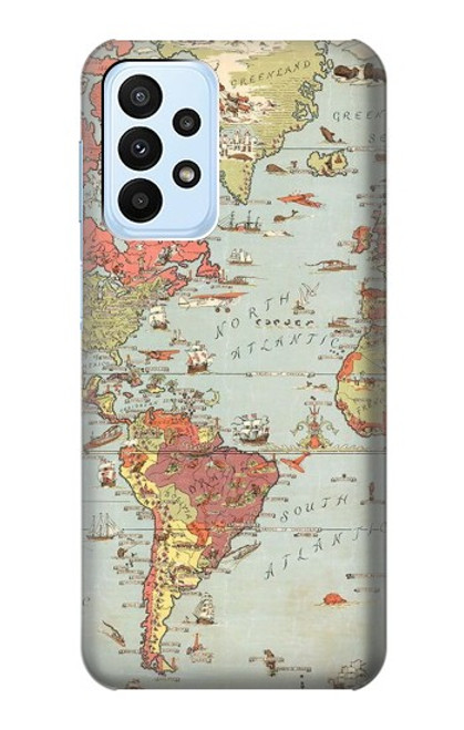 S3418 ヴィンテージの世界地図 Vintage World Map Samsung Galaxy A23 バックケース、フリップケース・カバー