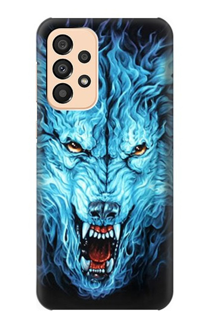 S0752 青火災狼 Blue Fire Grim Wolf Samsung Galaxy A33 5G バックケース、フリップケース・カバー