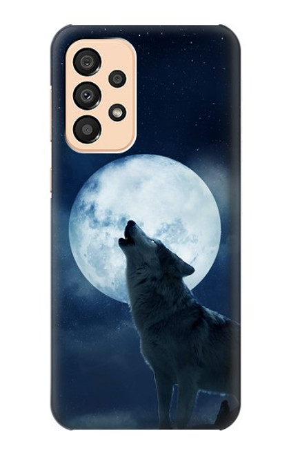 S3693 グリムホワイトウルフ満月 Grim White Wolf Full Moon Samsung Galaxy A33 5G バックケース、フリップケース・カバー
