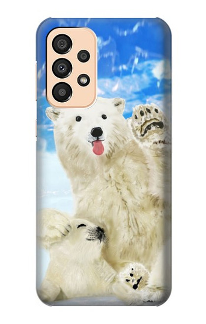 S3794 北極シロクマはシールに恋するペイント Arctic Polar Bear and Seal Paint Samsung Galaxy A33 5G バックケース、フリップケース・カバー