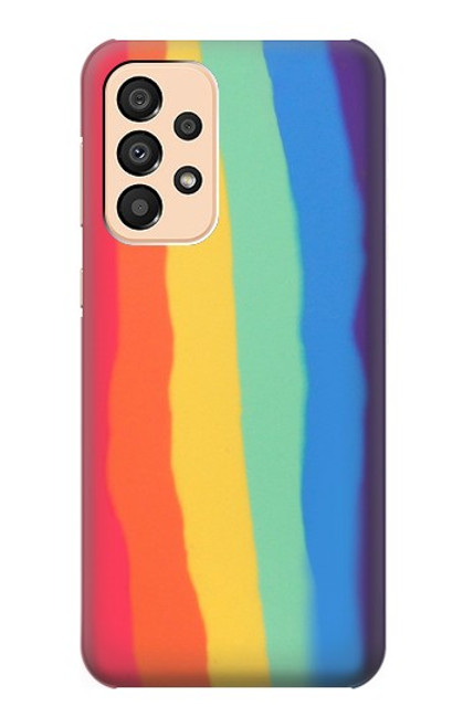 S3799 かわいい縦水彩レインボー Cute Vertical Watercolor Rainbow Samsung Galaxy A33 5G バックケース、フリップケース・カバー