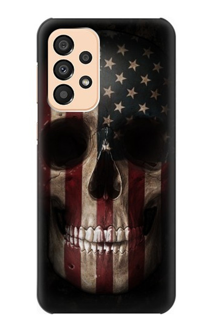 S3850 アメリカの国旗の頭蓋骨 American Flag Skull Samsung Galaxy A33 5G バックケース、フリップケース・カバー