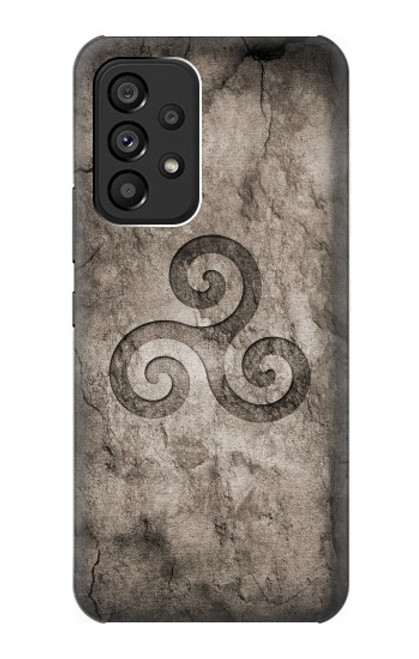 S2892 三脚巴シンボル Triskele Symbol Stone Texture Samsung Galaxy A53 5G バックケース、フリップケース・カバー