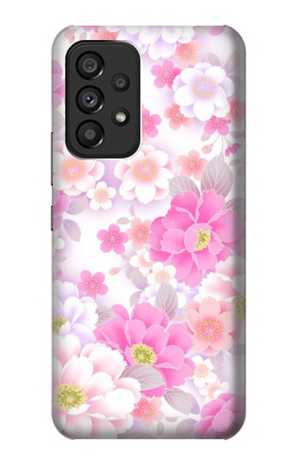 S3036 ピンクフラワーフローラ Pink Sweet Flower Flora Samsung Galaxy A53 5G バックケース、フリップケース・カバー