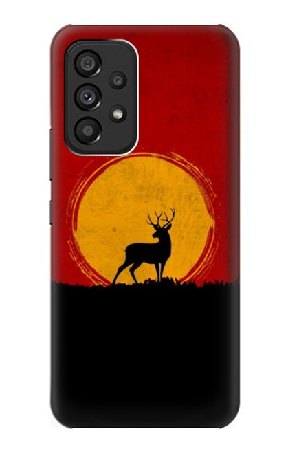 S3513 鹿の夕日 Deer Sunset Samsung Galaxy A53 5G バックケース、フリップケース・カバー