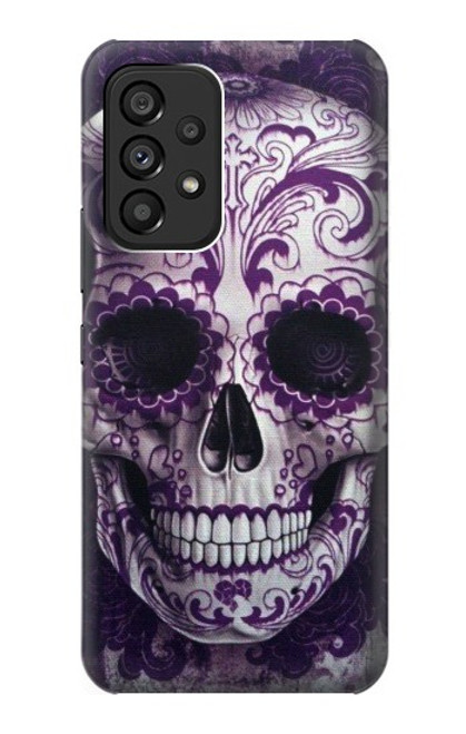 S3582 紫の頭蓋骨 Purple Sugar Skull Samsung Galaxy A53 5G バックケース、フリップケース・カバー