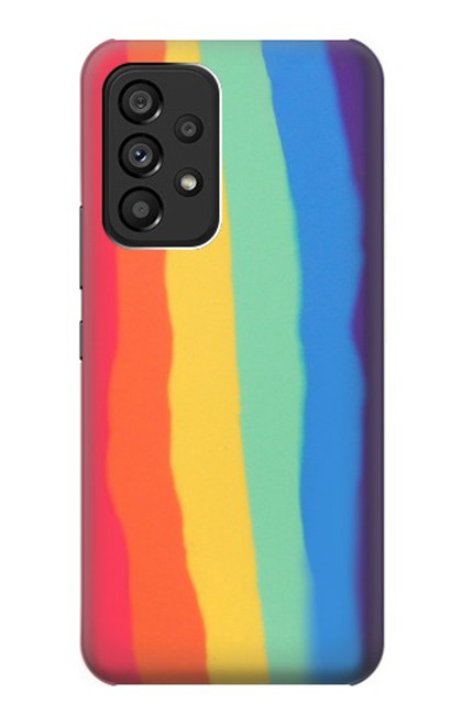 S3799 かわいい縦水彩レインボー Cute Vertical Watercolor Rainbow Samsung Galaxy A53 5G バックケース、フリップケース・カバー