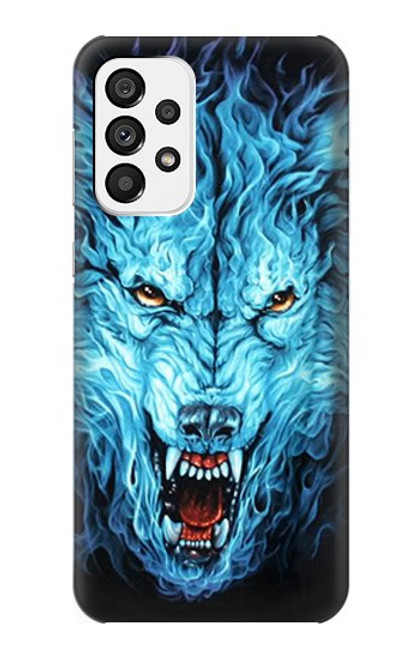 S0752 青火災狼 Blue Fire Grim Wolf Samsung Galaxy A73 5G バックケース、フリップケース・カバー