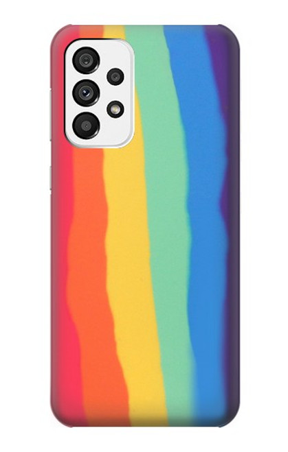 S3799 かわいい縦水彩レインボー Cute Vertical Watercolor Rainbow Samsung Galaxy A73 5G バックケース、フリップケース・カバー