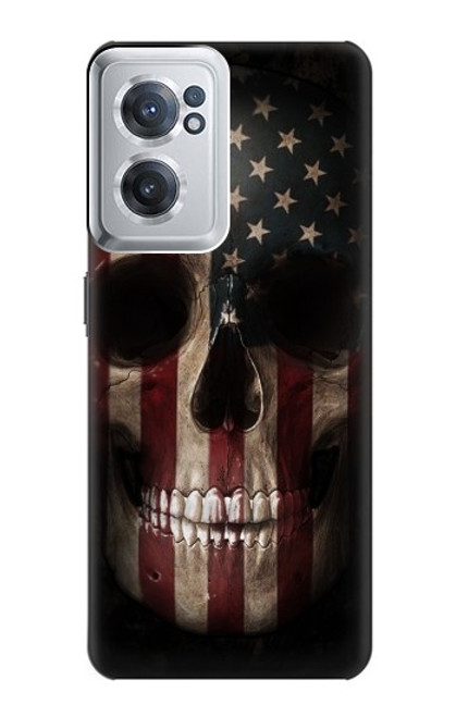 S3850 アメリカの国旗の頭蓋骨 American Flag Skull OnePlus Nord CE 2 5G バックケース、フリップケース・カバー
