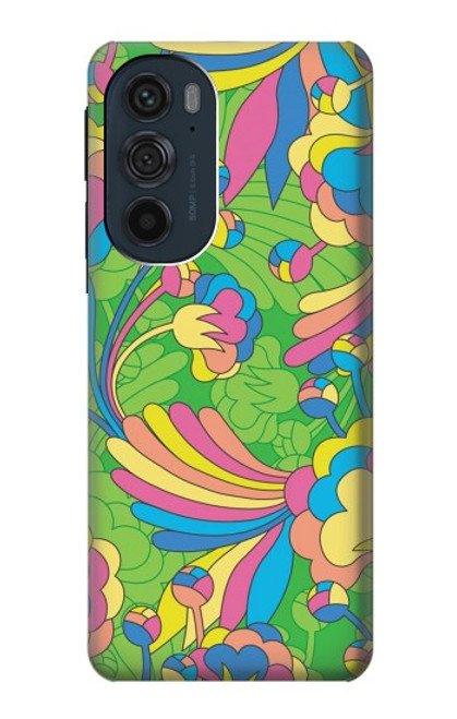 S3273 フラワーラインアートパターン Flower Line Art Pattern Motorola Edge 30 Pro バックケース、フリップケース・カバー