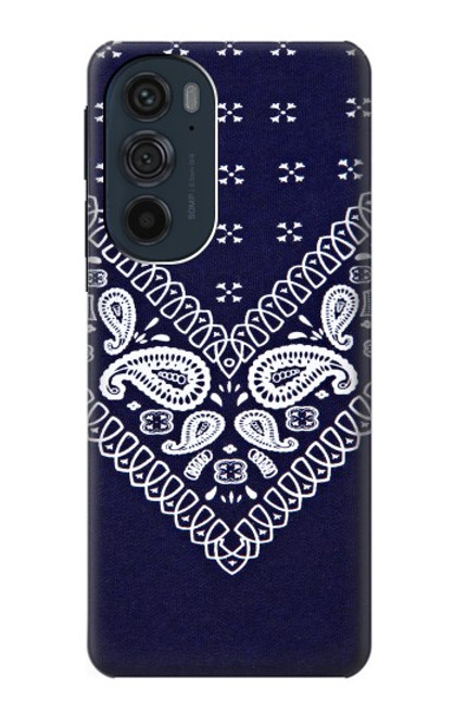 S3357 ネイビーブルーバンダナパターン Navy Blue Bandana Pattern Motorola Edge 30 Pro バックケース、フリップケース・カバー